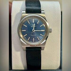 Authentic Omega Geneve Vintage Blue and Silver Women's Watch